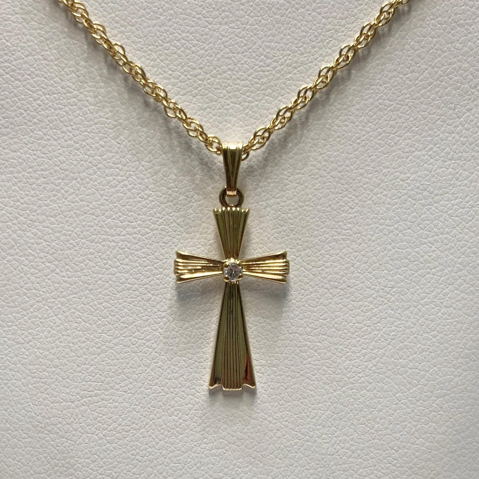 18" Gold-Tone Cubic Zirconia Cross