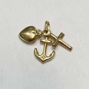 14k Hope, Faith & Charity Charm