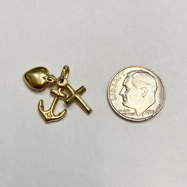 14k Hope, Faith & Charity Charm