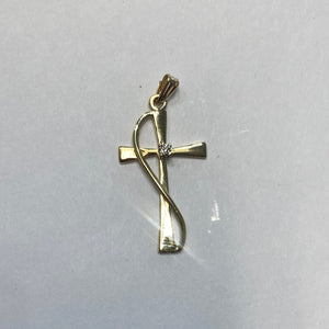 14k Melee Diamond Sash Cross