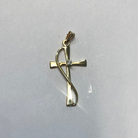 14k Melee Diamond Sash Cross