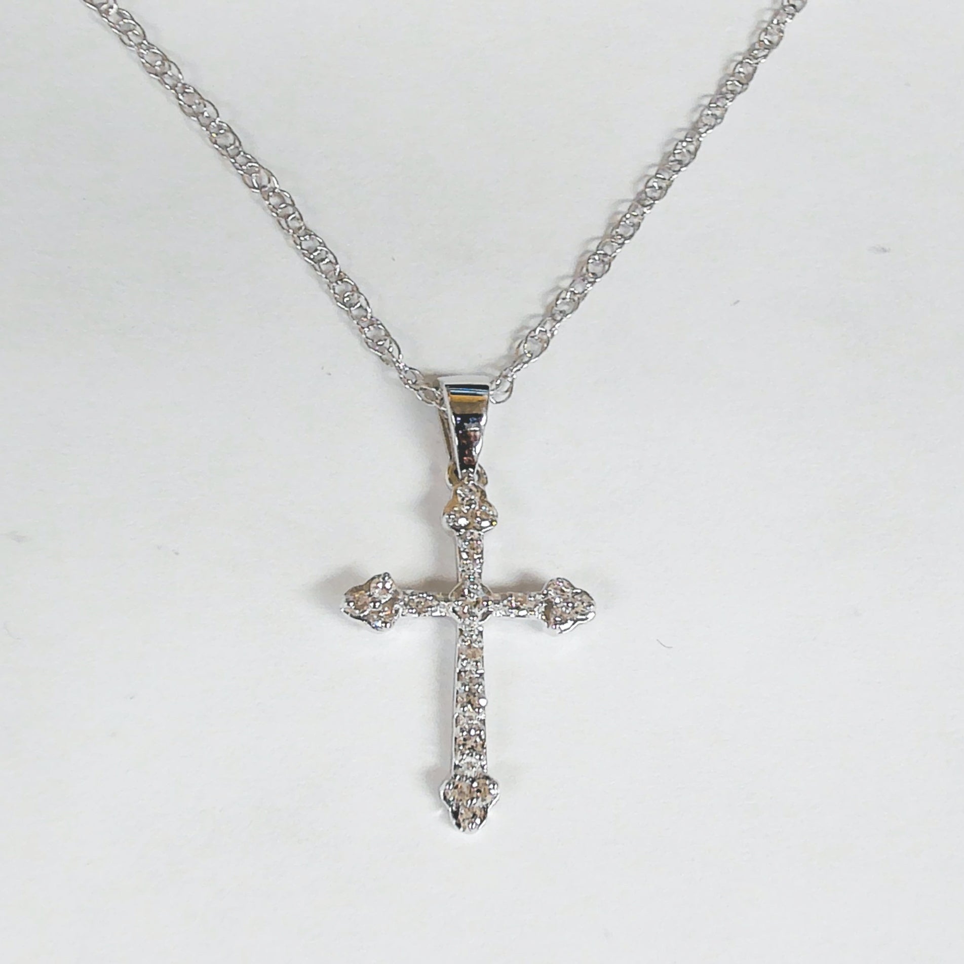 Sterling Silver Diamond Filigree Cross Pendant