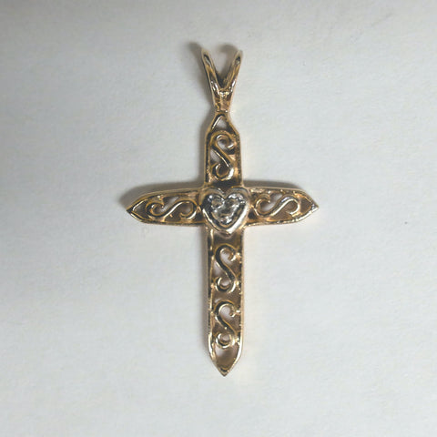 10k Melee Diamond Filigree Cross