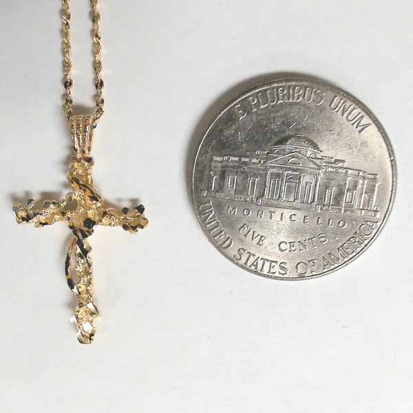 18" 10k Diamond-Cut Cross Necklace