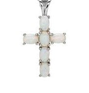 Sterling Created Opal Cross Pendant