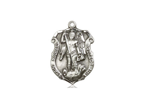 Sterling Silver Diamond-Cut Medium St. Michael Shield Medal
