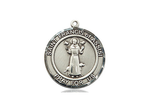 Antiqued Sterling Silver Medium St. Francis of Assisi Medal