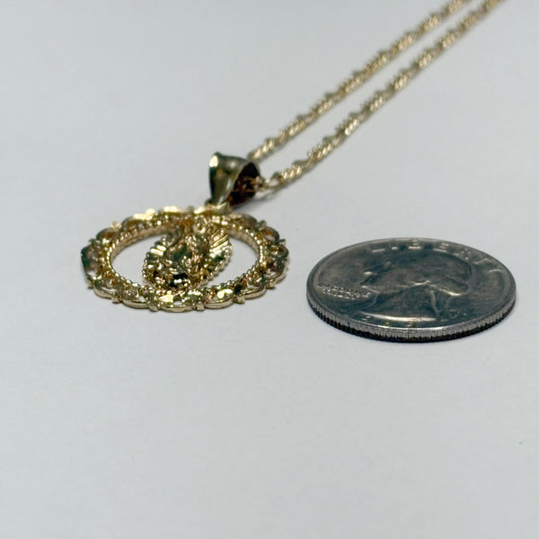 14K Gold-Plated Mother Mary Medal & Figaro Chain