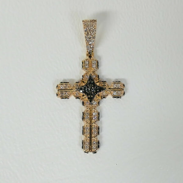 10K Black & White Diamond Cross