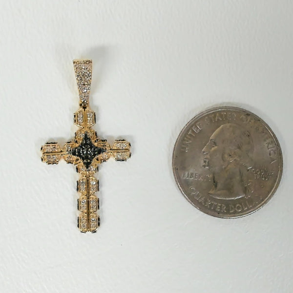 10K Black & White Diamond Cross