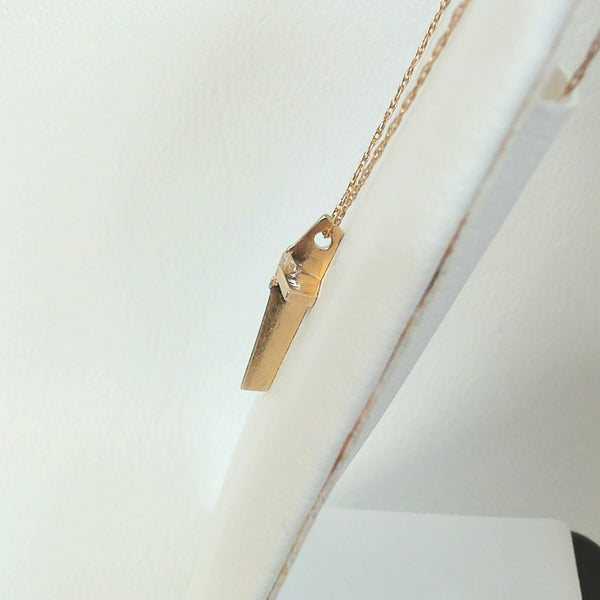 19" 14K Single Diamond Cross Necklace