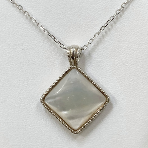 Sterling Silver Mother of Pearl Filigree Pendant with Chain