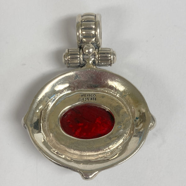 Sterling Red Glass Pendant