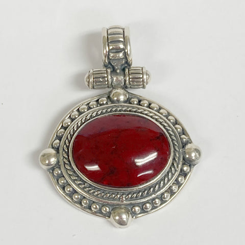 Sterling Red Glass Pendant