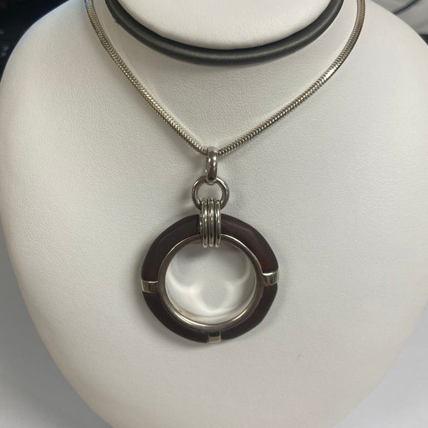 Sterling Silver and Wood Necklace