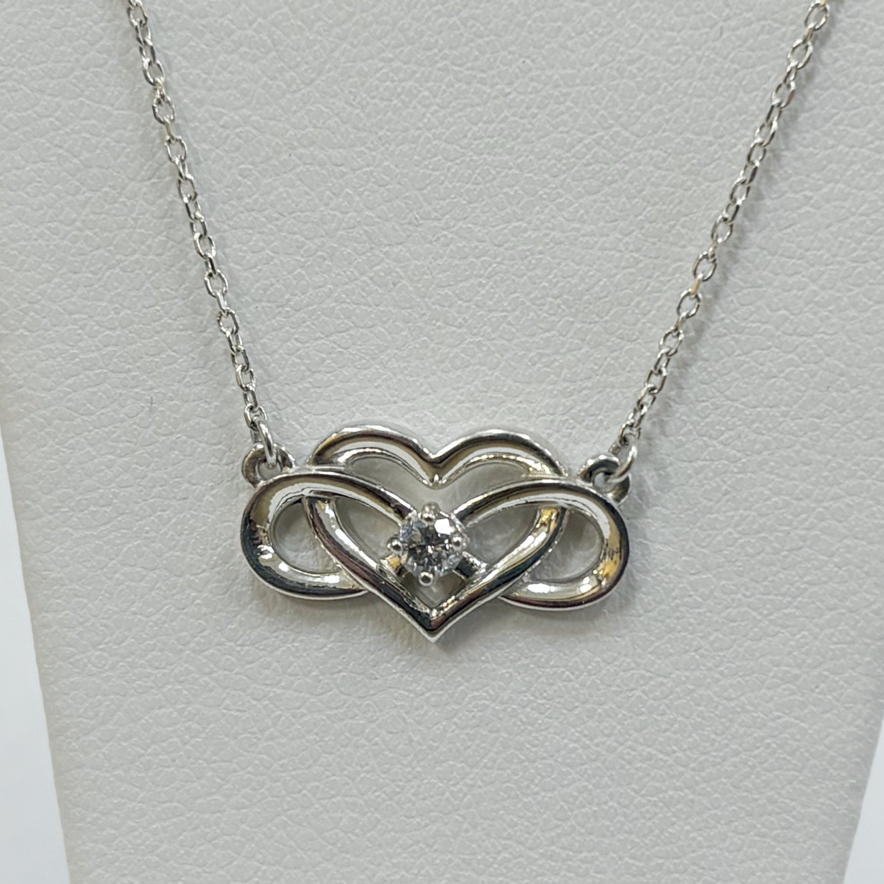 Sterling Diamond Infinity Heart Necklace