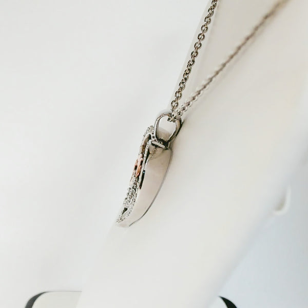 18" Sterling & 10K Double Heart Pendant