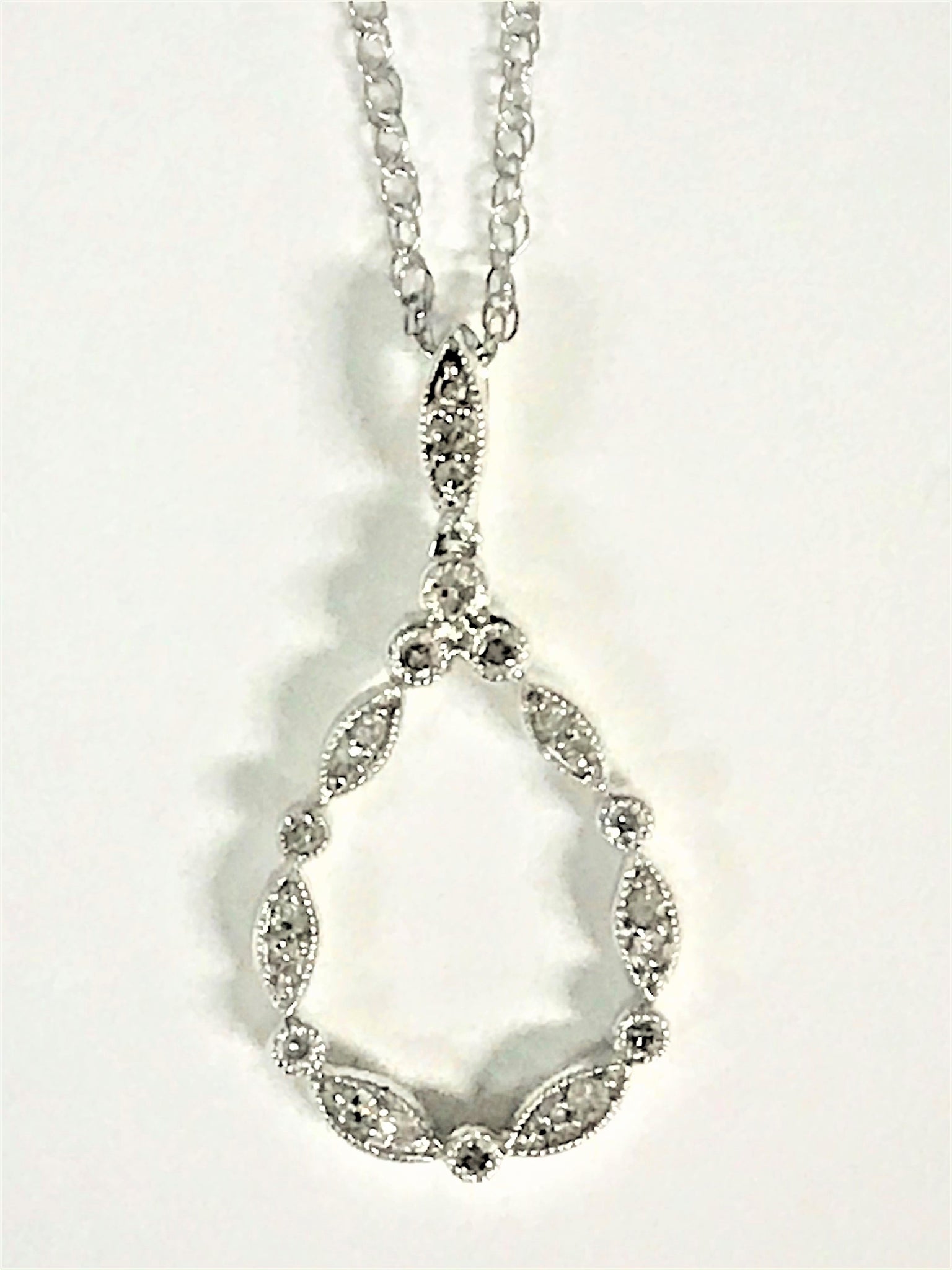 Sterling Silver Teardrop Diamond Necklace