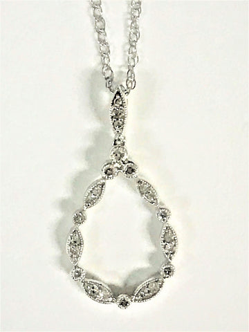 Sterling Silver Teardrop Diamond Necklace