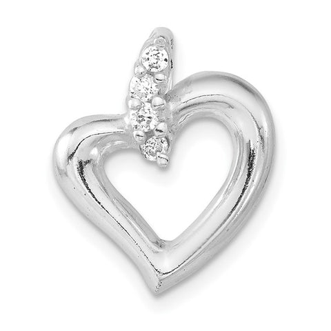 18" Sterling CZ Open Heart Pendant with Chain
