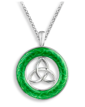 Sterling Silver Green Celtic Circle Enamel Necklace