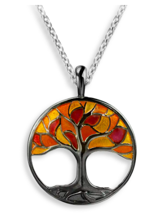 Sterling Silver Red Tree of Life Enamel Necklace