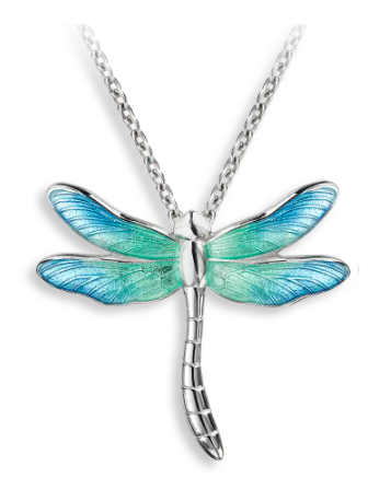 Sterling Silver Blue Dragonfly Enamel Necklace