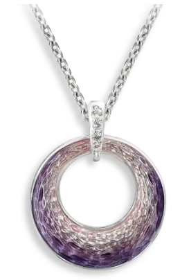 Sterling Silver Purple Cut-Out Circle Enamel Necklace
