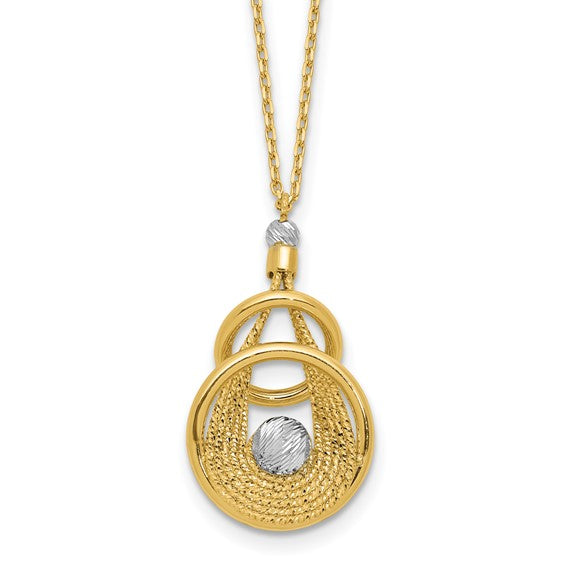 14K Double Circle Diamond-Cut Bead Necklace