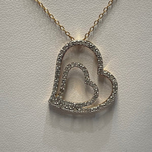 Sterling Silver/Yellow Gold-Plated Melee Double Heart Necklace