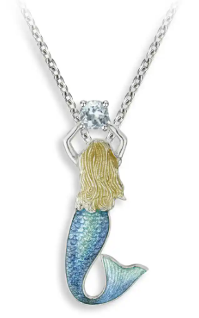 Sterling Blue Topaz Mermaid Necklace