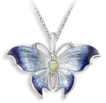 Sterling Opal & White Sapphire Blue Butterfly