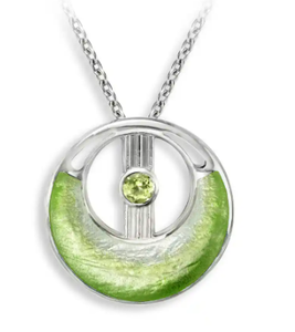 Sterling Peridot & Green Enamel Necklace