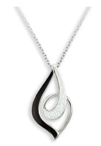 Sterling Black & White Marquise Enamel Necklace