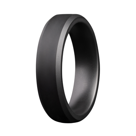 6mm Matte Beveled Edge Black Ceramic Band
