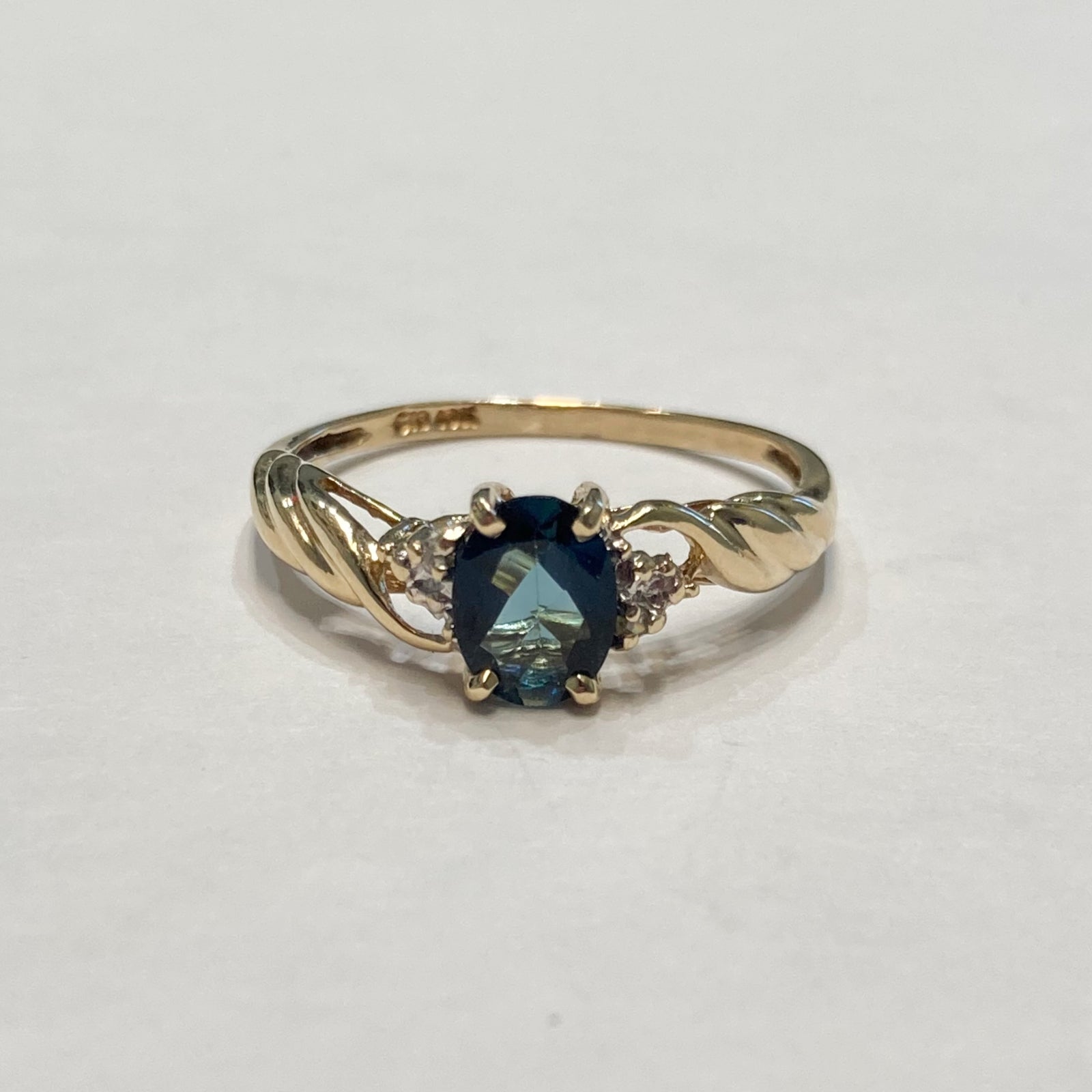 10KYG London Blue Topaz & Diamond Ring