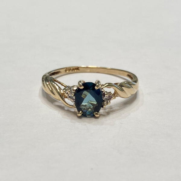 10KYG London Blue Topaz & Diamond Ring