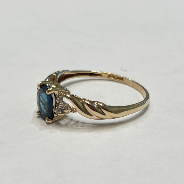 10KYG London Blue Topaz & Diamond Ring