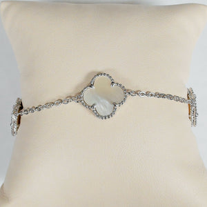 Sterling Silver Mother of Pearl & Cubic Zirconia Bracelet