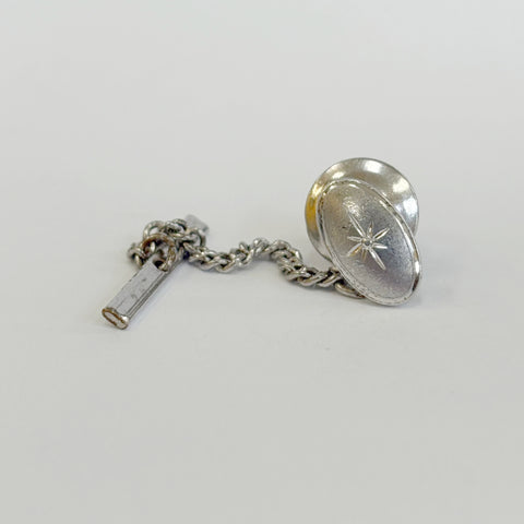 Sterling Silver Oval Diamond-Cut Tie-Tac