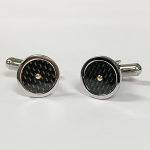 Stainless Steel/18k Yellow Gold Carbon Fiber Cuff Llinks