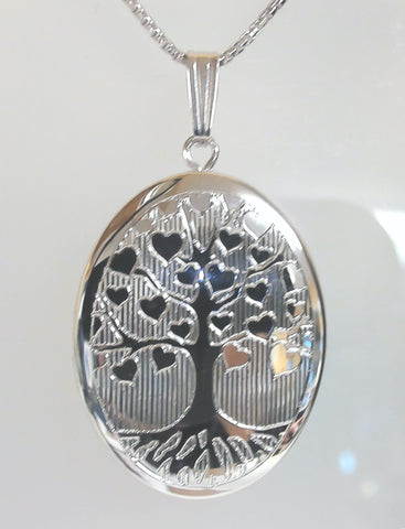 18" Sterling "Tree Of Life" Oval Locket Necklace