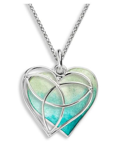 Sterling Silver Green Celtic Heart Enamel Necklace