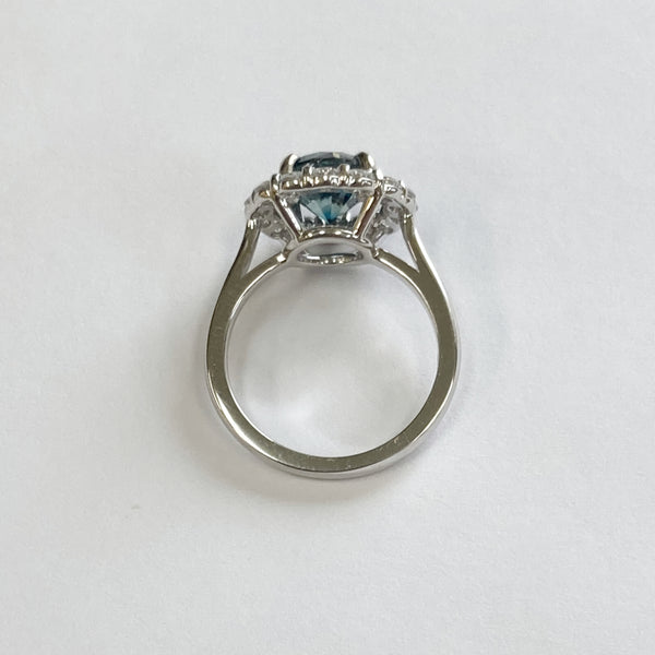 2.04ct. Natural Teal Blue Diamond Halo Ring