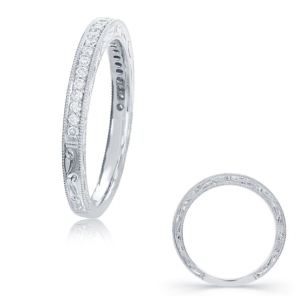 14K Diamond Vintage-Inspired Wedding Band