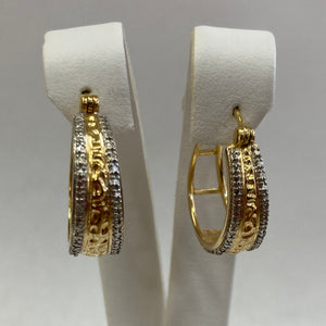 Sterling/Gold-Plated White Stone Hoops