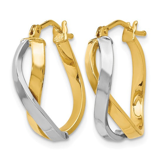 Leslie's 14K with Rhodium Polished Bypass Hoop Earrings