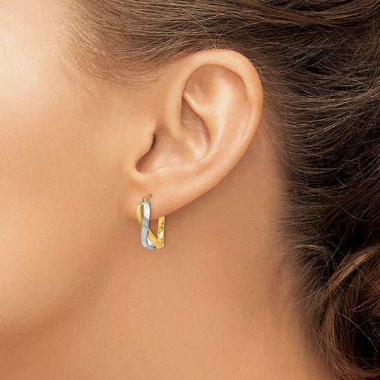 Leslie's 14K with Rhodium Polished Bypass Hoop Earrings