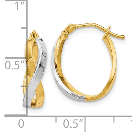 Leslie's 14K with Rhodium Polished Bypass Hoop Earrings