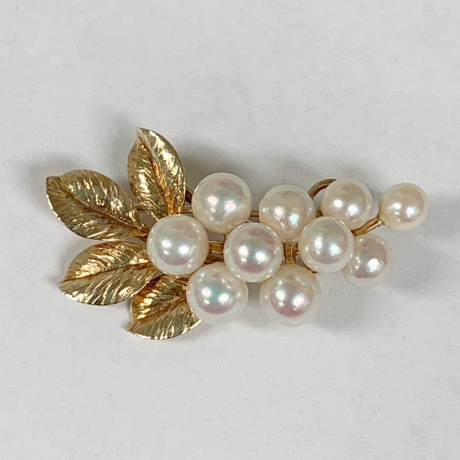 14K Vintage Ming's Cultured Pearl Brooch